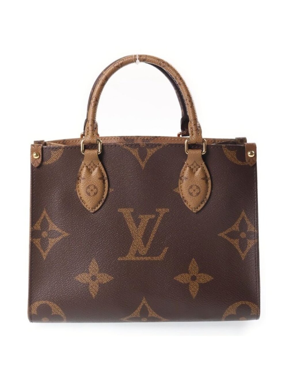 Louis Vuitton Monogram Giant On The Go PM 2-Way Shoulder Bag Brown Leather Gold